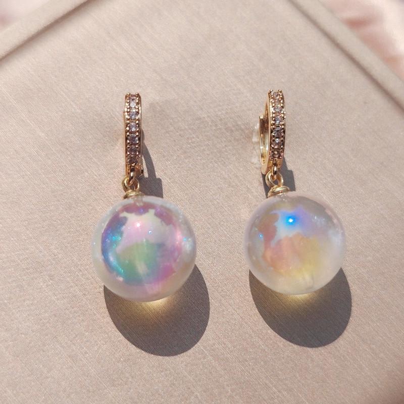 Coreeană la modă, alb, strălucitor, rotund, imitație de perle, cercei cu picătură pentru femei, cercei cu zircon, bijuterii, accesorii de petrecere