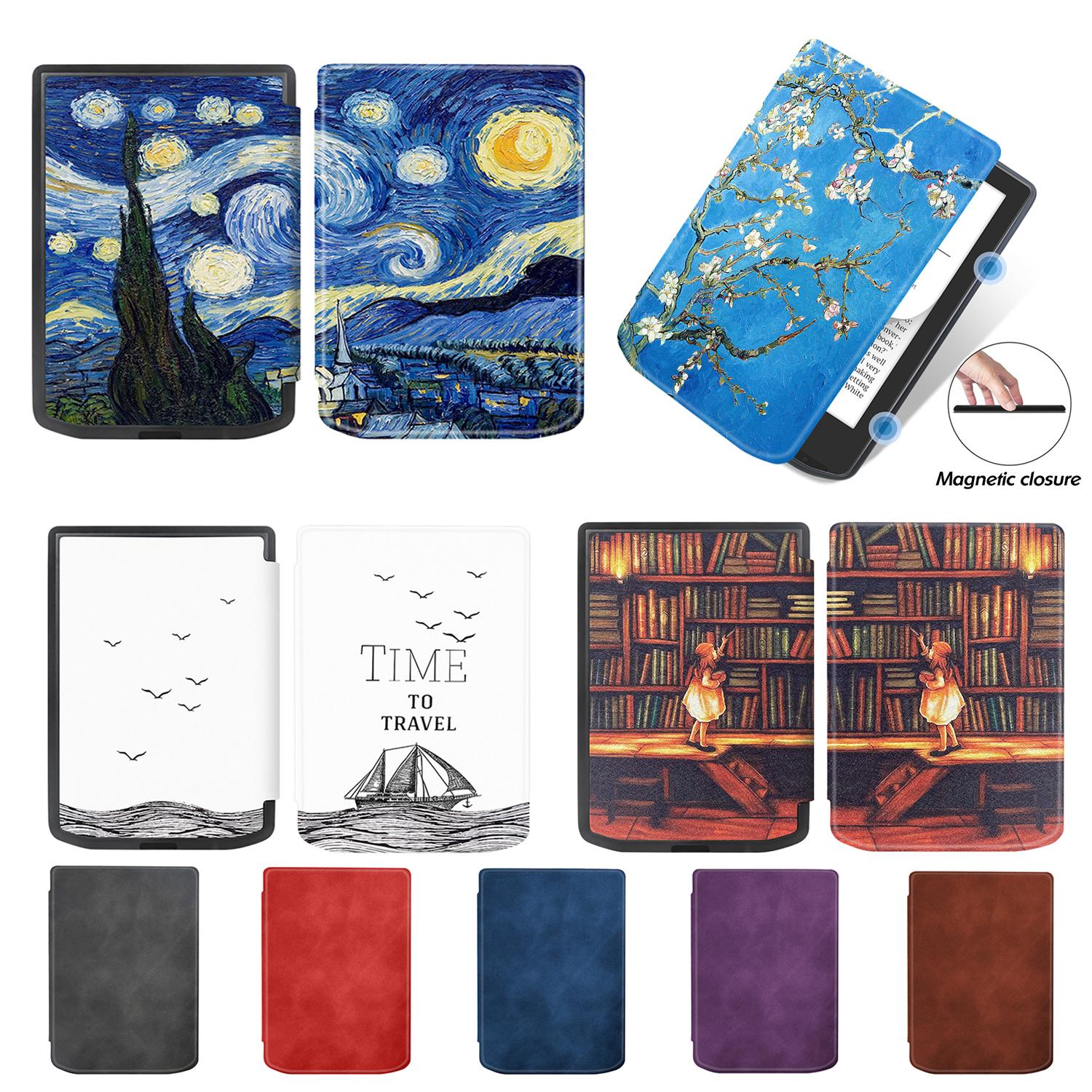 

Для Pocketbook Verse PB629 Pro PB634 2023 Мягкий чехол из искусственной кожи 6 Электронная книга Смарт Автоматическая обложка с функцией пробуждения/сна, Магнитный защитный чехол PB629 634 коричневый