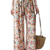 Übergröße Damen Blumen Baumwolle Viskose Sommerhose - Dünn, Lässig, Lang Schlaf- & Strandbekleidung