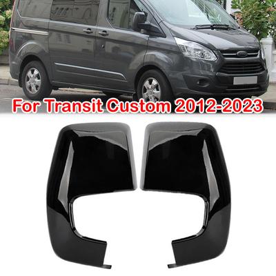 1 Paar Glanzend Zwart/Wit Achteruitkijkspiegelkappen voor Ford Transit Custom V362 2012-2023 /Tourneo Custom 2014-2023