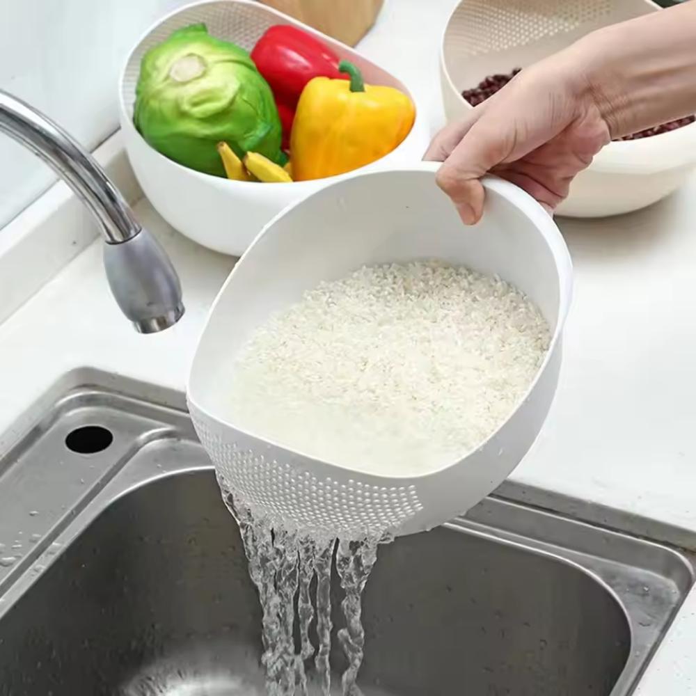 Rice Sieve Plastic Colander Kitchen Drain Basket Rice Bowl Fruit Vegetable Washing Strainer Basket Sink Drain Kitchen Tools