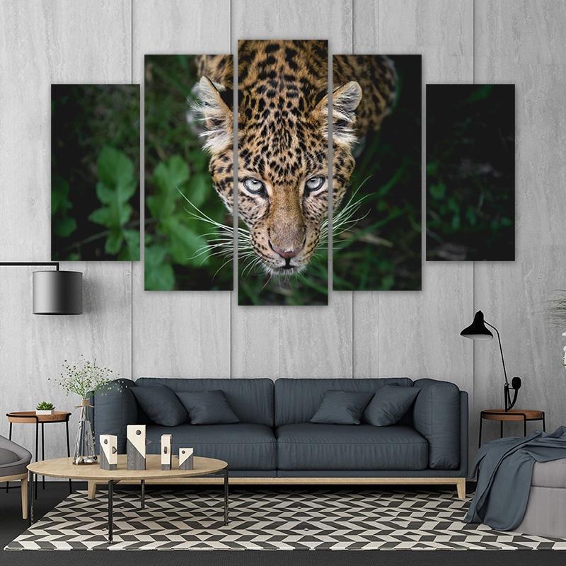 5 Panels Leopard Grass Posters Wall Art Picture for Living Room Animal Canvas Painting Home Decoration Landscape Prints No Frame