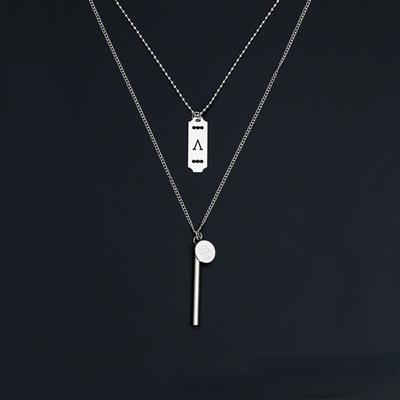 2 Stück/Set Version INS Kalte Persönlichkeit Hip-Hop Mehrlagige Halskette Männlich Paar Anhänger Bar Accessoires Trendige Halskette