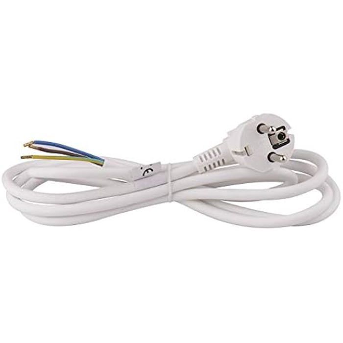Câble de raccordement - EMOS - H05VV-F 3G - 2 m - PVC - Blanc - 230 V/10 A