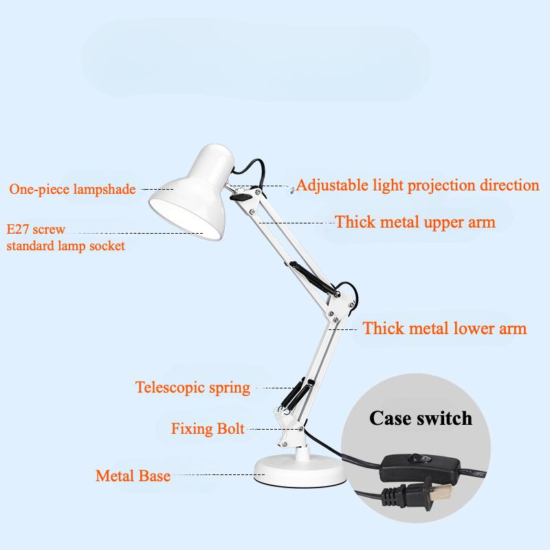 LED Augenpflege-Schreibtischlampe Amerikanisches Eisen Faltbare Augenpflege-Schreibtischlampe Studium Lesen Klemme Langer Arm Augenpflege-Schreibtischlampe Dual-Use Augenpflege-Schreibtischlampe