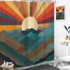 Boho Mountain Shower Curtain Abstract Sun Sunset Modern Vintage Sunrise Bohemian Nautre Landscape Cloth Fabric Waterproof