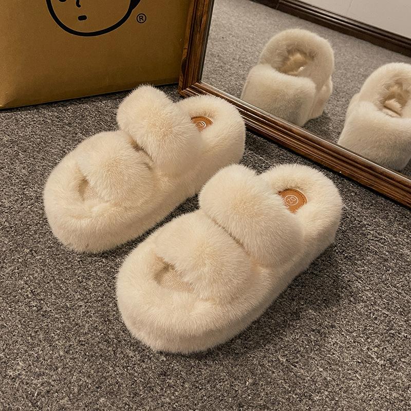 Autumn and winter cotton slippers women wear velvet warm feet treasure fairy home indoor warm couple muffin fluffy slippers