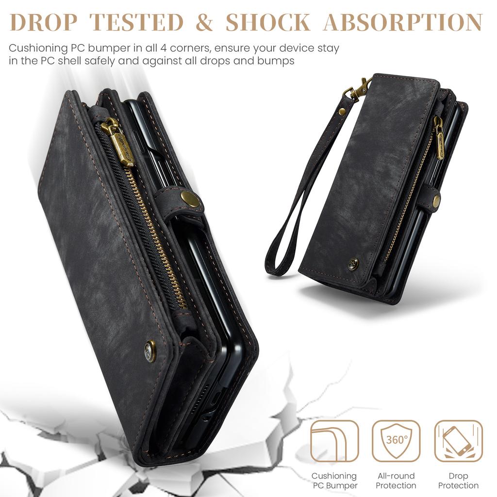 For Samsung Galaxy Z Fold6 5G Phone Cases CASEME 008 Leather Cover with Detachable Wallet and Strap