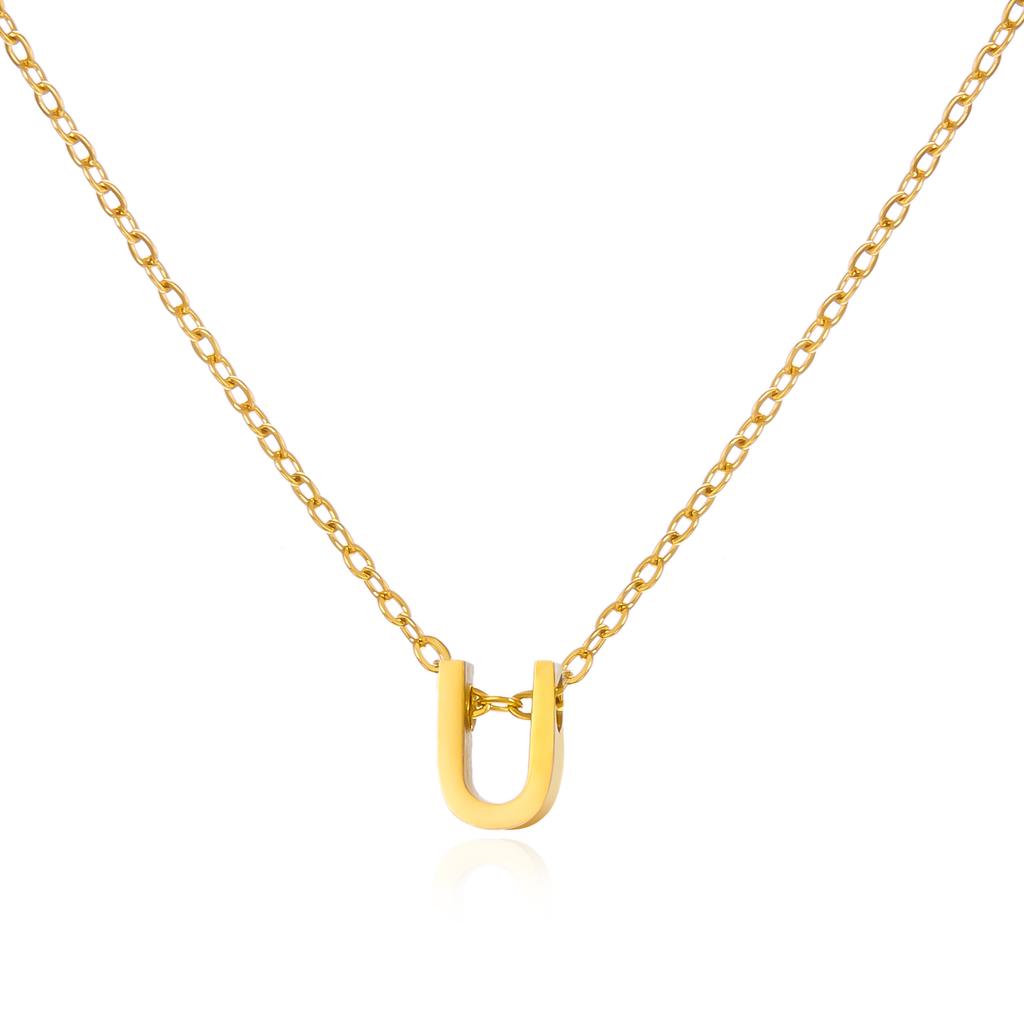 Simple Stainless Steel A-Z Initial Letter Necklaces for Women 26 Alphabet Pendant Clavicle Chain Choker Birthday Party Jewelry