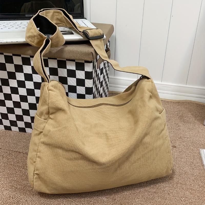 4-Color Large Capacity Canvas Crossbody Hobo Bag - Durable, Adjustable, Trendy Sling