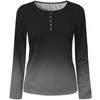 Women's Fashion Long Sleeve Gradient Button Low Chest Sexy Pullover T-Shirt Top