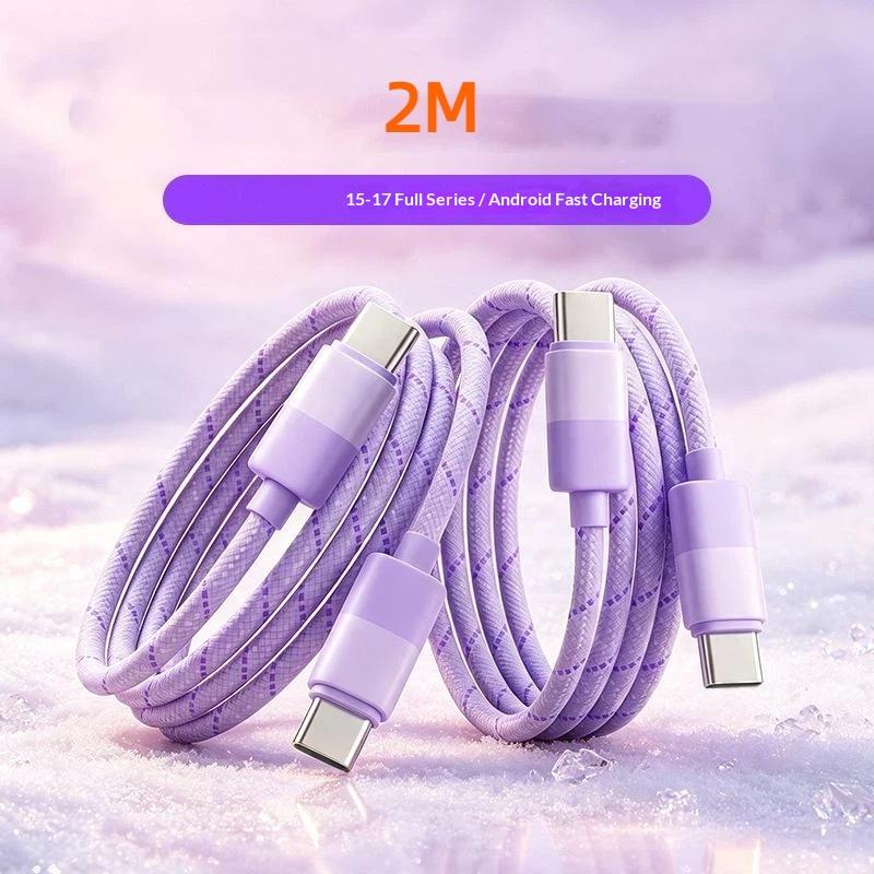 60W Pd Fast Charging Cable For 15/16/17 Usb Type C To C Quick Charger Cord Nylon Braided Charger Power Wire