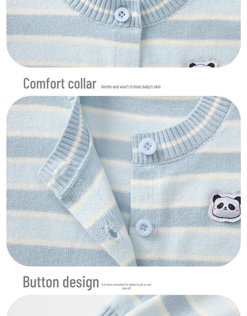 Boys' 2026 Spring Knit Cardigan - Infant Thin Sweater Top