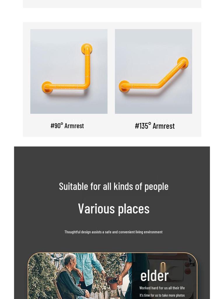 135° Anti-Slip Stainless Steel Bathroom Grab Bar for Elderly - Accessible Stair & Toilet Handrail