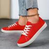 Women's Vibrant Red Faux Cover Sneakers - Slip-Resistant Arch Support Soft  Low-Top Design with White Laces - All-Season Casual Sneakers for Sports