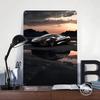 Black Sports Car Sunset Printed Poster Customized Wall Art Retro Vintage Metal Tin Signs for Garage Room Decor Men Wand Deko