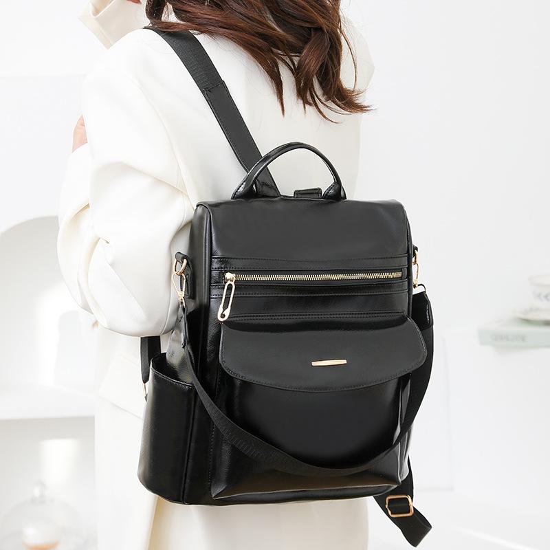 Schoolbag Shoulder Backpack Women's 1011 Tide Large Capacity Retro Multifunctional Casual School Bag Travel Ladies Backpack