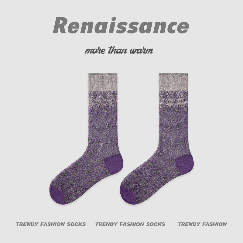 Renaissance Women's Seamless Mid-Calf Socks - Breathable, Thin, Purple, Cute Spring/Summer Socks