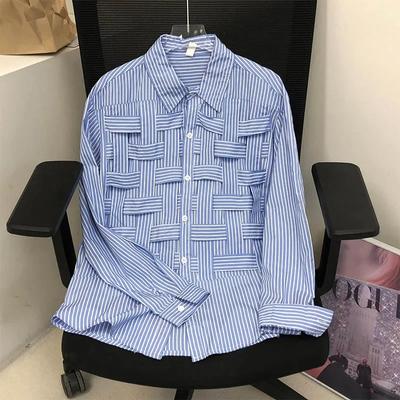 Women Solid Hollow Out Shirts Lapel Long Sleeve Loose Waist Fashion Patchwork Blouse Female Chic Casual Poly Shirt
