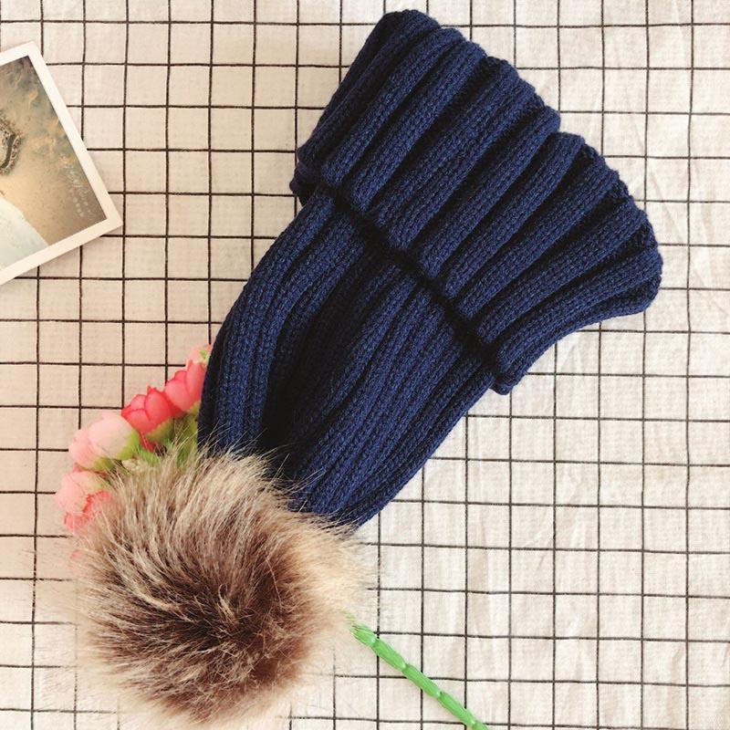 Cozy Womens Winter Hat With Fluffy Pom-pom And Stylish Folded Cuff Design