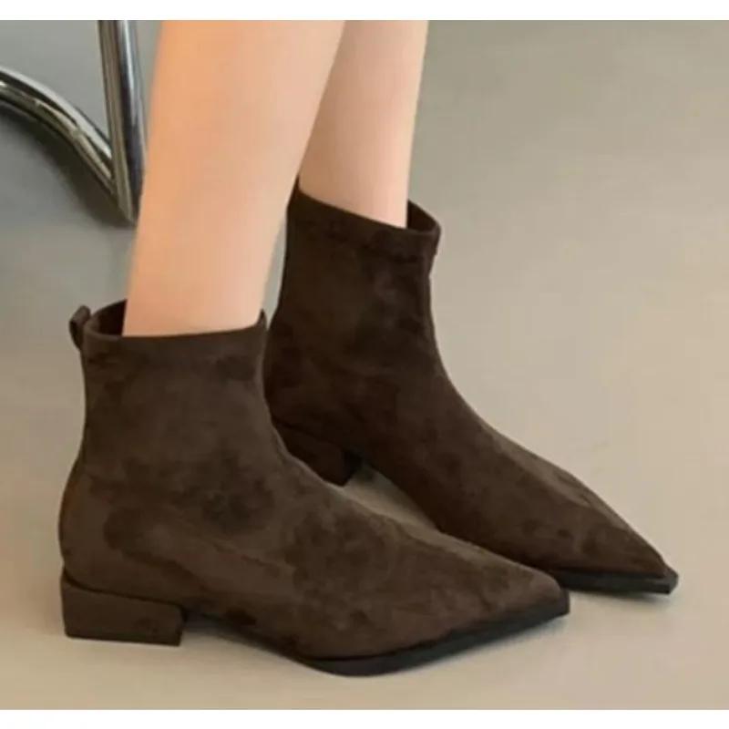 Neue Mode Damen Hot Sale Schuhe Knöchel Damenstiefel Mode Reißverschluss hinten Büro und Karriere Sexy Spitzschuhe für Damen