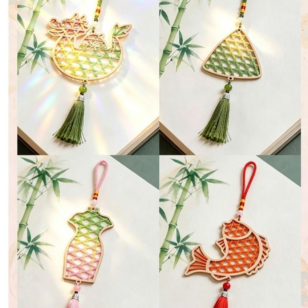 Zongzi Bamboo Pendant Material Kit Handmade Wind Chime Kit Courtyard Decor