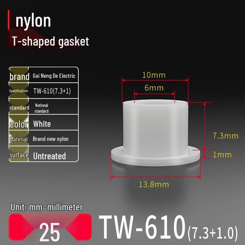 T-Shaped Nylon Gasket Ring Screw Shaft Sleeve with Concave-Convex Insulation Pad M2