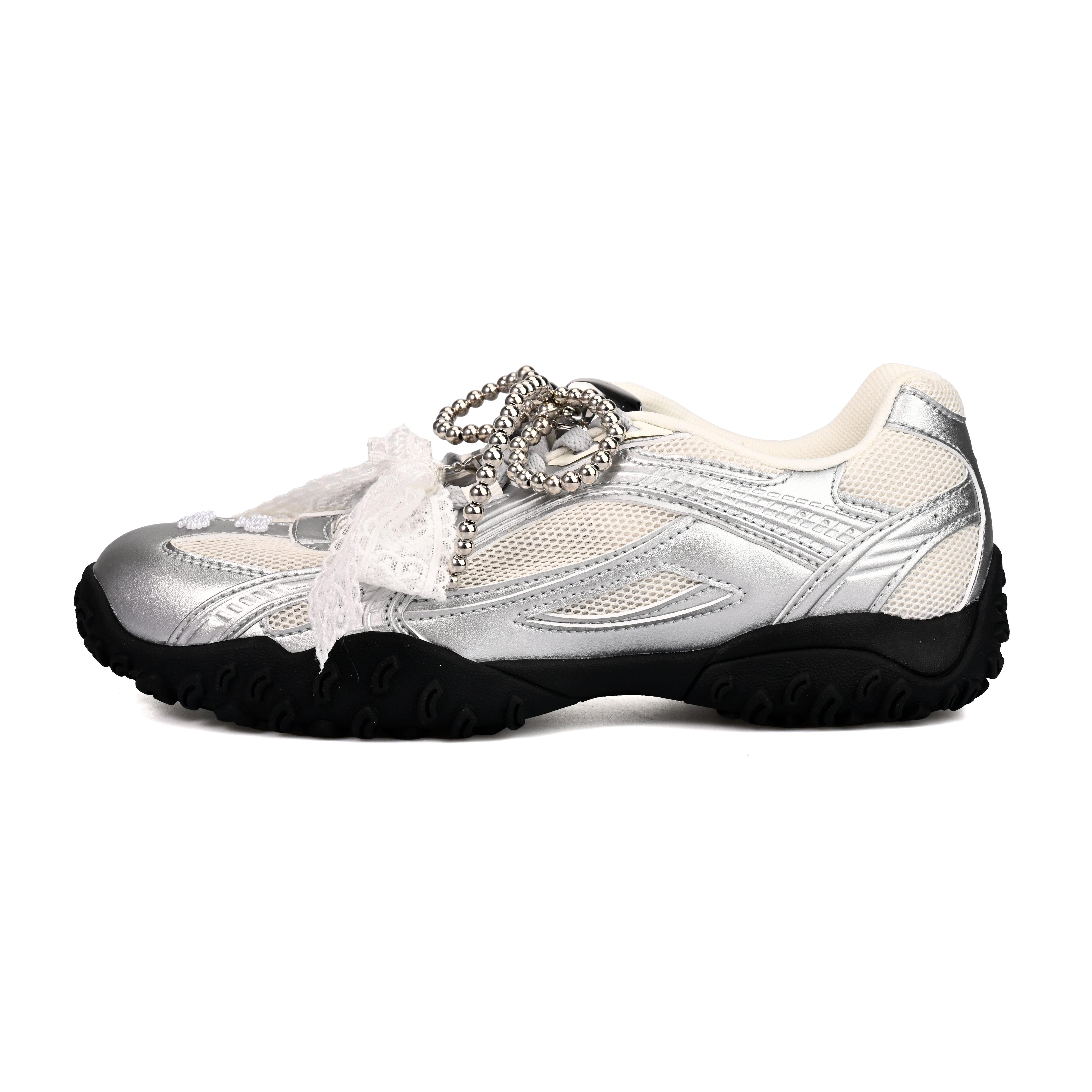 FILA Eschape Ballet Girlish SAML Slip Resistant Abrasion Resistant Low top Running Shoes Unisex Silver White 1XM02348G_063(Team6-) 35