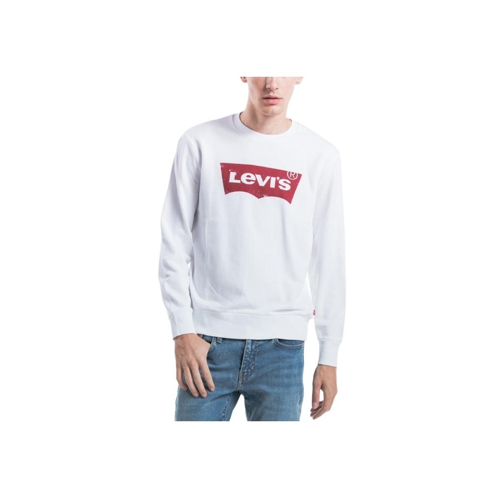 Levis Letter Logo Pattern Loose Long Sleeve Sweatshirt Men Sweatshirt White 19492-0029