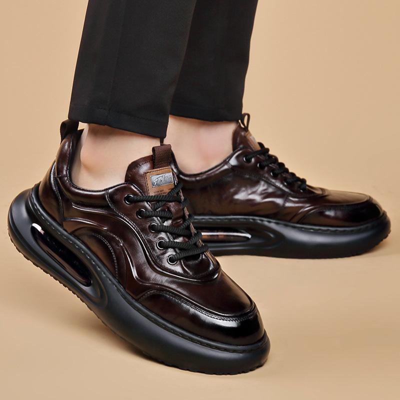 Men's Shoes Spring and Autumn Business Board Shoes Men's Top Layer Cowhide Fashion Korean Casual Leather Shoes
