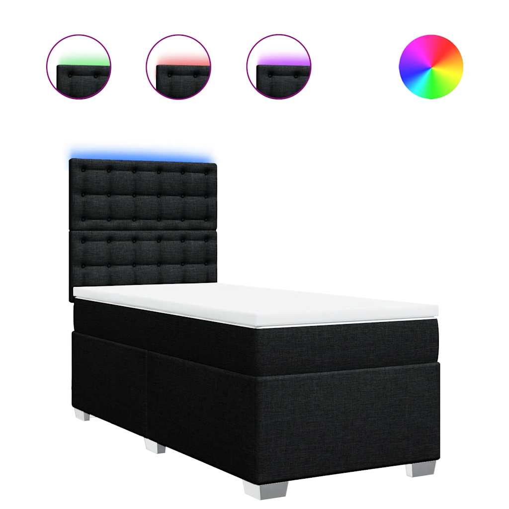 Vidaxl Continental Bed with Mattress, Black, Fabric 90X190 Cm