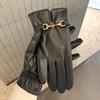 Thicken Full Finger Mittens PU  Gloves Fashion Women Leather Gloves  Girl