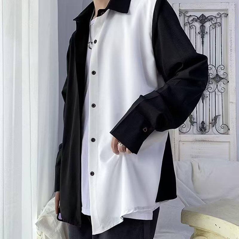 Long Sleeve Shirt Men's Autumn New Korean Style Trendy Teen Fashion Shirt Hong Kong Style Japanese Loose Plus Size Shirt