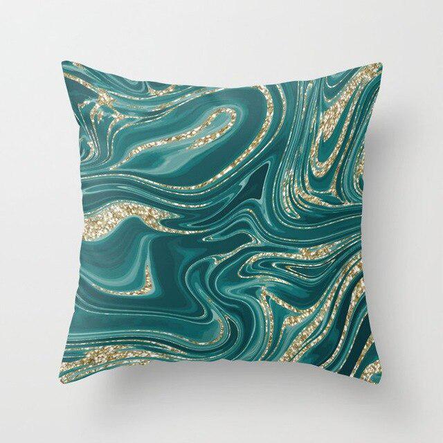 teal patterned cushions
