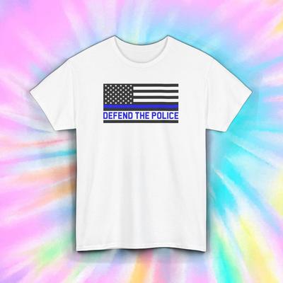 Defend The Police Shirt Thin Blue Line American Flag Support Tee S-5XL