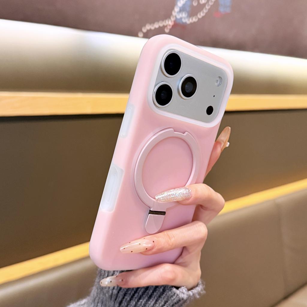 Stand Holder For Magsafe Wireless Charge Kickstand Case For iPhone Air 17 16 15 Pro Max Jelly Neon Silicone Shockproof Cover