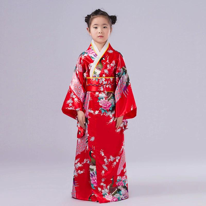 Japanischer Kimono für Kinder, traditionelle Kostüme, Mädchen, Cos Performance, bedrucktes Yukata-Nachthemd, Grundschüler, Performance-Fotokostüme