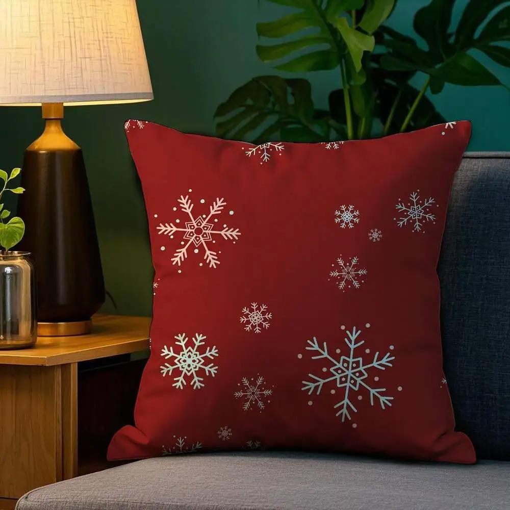 Christmas Red Bell Socks Printed Pillow Cover Sofa Decoration Home Printing Cute Pillowcase Festival Home Decoration