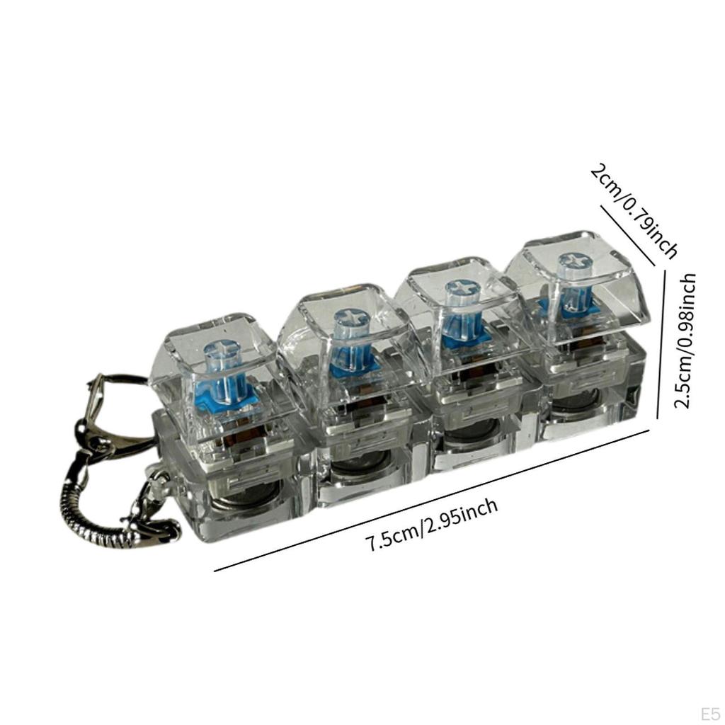4 Key Keyboard Fidget Clicker Toy Keychain Lightweight Lighted Clicking