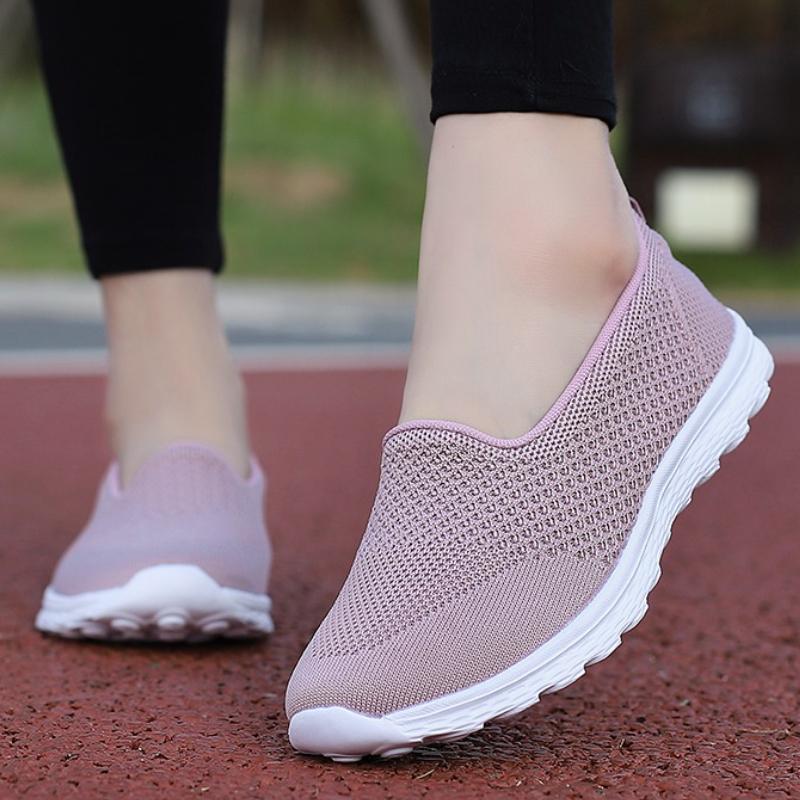 Ultra Light Women's Flats Breathable Mesh Loafers Elastic Ladies Slip-on Casual Shoes for Walking Traveling Driving