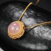 S925 Sterling Silver Ancient Gold Necklace Inlaid With Natural Purple Lithium Sunflower High-End Atmospheric Light Luxury Temperament Pendant