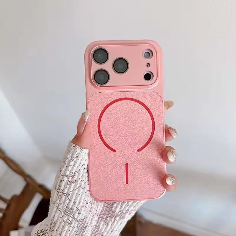 

Розкішний магнітний чохол зі шкіри з візерунком лічі для iPhone 17 16 15 14 13 Pro Max Ударостійка жорстка кришка iPhone 13