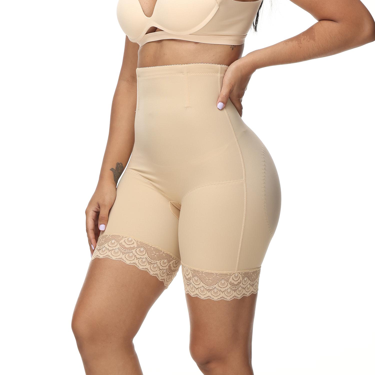 

Короткие шорты для нижнего платья и юбки Женское нижнее белье для ягодиц с высокой талией Трусики для коррекции живота Кружевные шорты XXXL бежевый