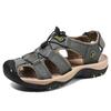 Mens Big Size Sandals Summer Genuine Leather Beach Slippers Non Slip Handmade Stitched Sandals