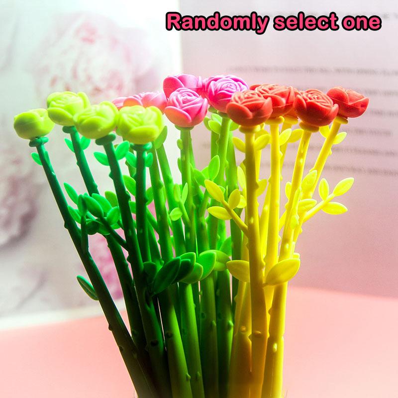 

1 шт./лот Гелевые ручки с цветком, меняющим цвет, Роза, Тюльпан, 0,5 мм, Черные гелевые чернила, Пишущая ручка, Студенческие канцелярские товары, Подарок на День святого Валентина