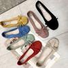 Μονά Γυναικεία Παπούτσια Candy Color Φιόγκος Flat Παπούτσια Γυναικεία τετράγωνα άγρια ​​παπούτσια