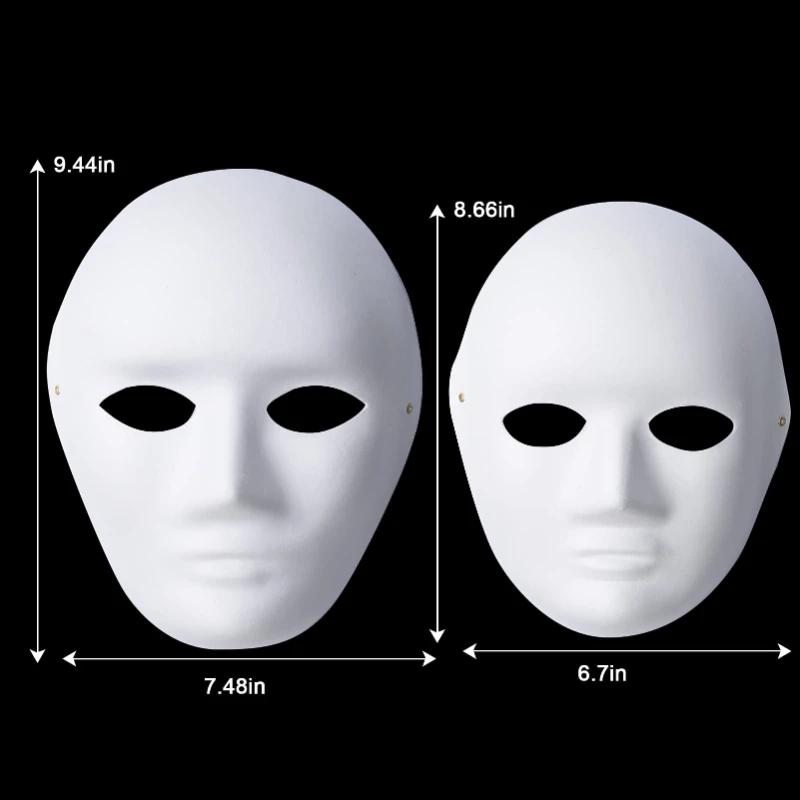 1/10pcs Paper Mache Masks White DIY Full Face Masks Paintable Paper Mask for Halloween