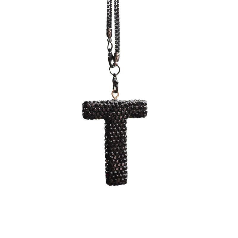 Rhinestone Ceramic Cross Pendant for Car Mirror Decor
