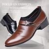 New Men Dress Leather Shoes Wedge Platform Slip On Casual Loafers British Style Business Social Formal Oxfords Zapatos De Vestir