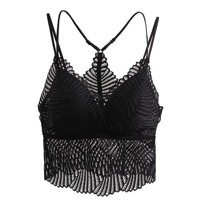 Seksowne Kobiety Koronkowe Biustonosze Piękny Tył Bezprzewodowa Bielizna Push Up Jednolita Czarna Biała Bielizna